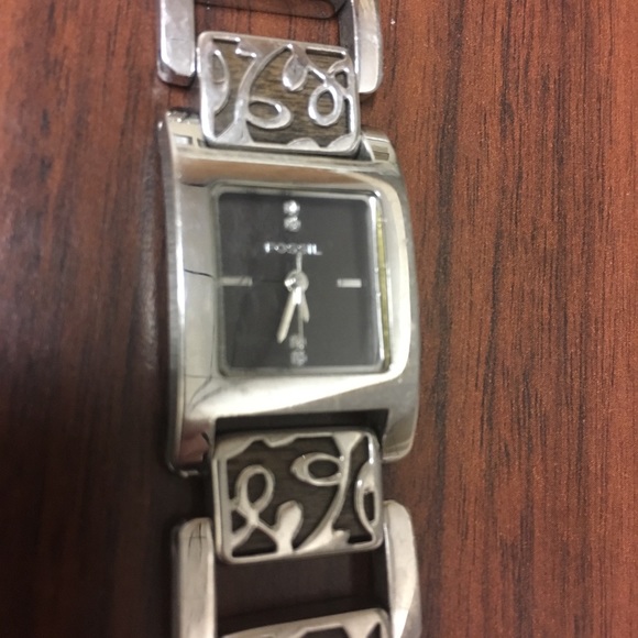 Fossil Accessories - Fossil link watch w brown face